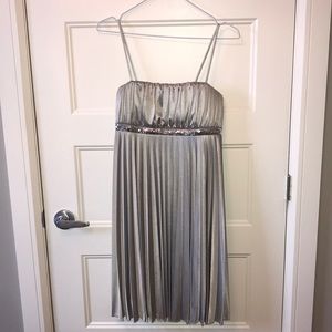 Silver Pleated Mini Dress - Size M